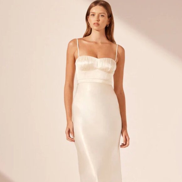 Shona Joy LA LUNE CORDED RUCHED MAXI DRESS - CREAM NWT - Picture 1 of 4